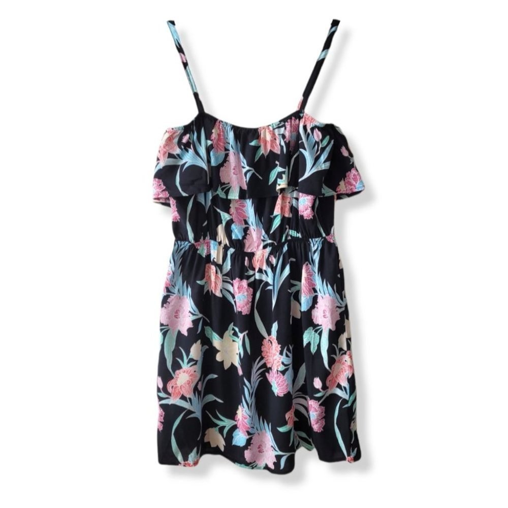 Nwt Others Follow Go Barefoot Ruffle Flounce Peep Back Tropical Floral Dress  L